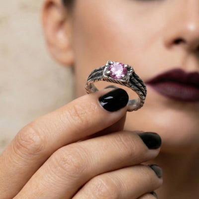 BONNY – ANEL EM PRATA 925 COM ZIRCÔNIA ROSA