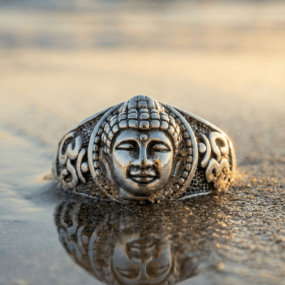 Buda – Anel Artesanal em Prata 925 com Detalhes Oxidados