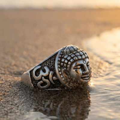Buda – Anel Artesanal em Prata 925 com Detalhes Oxidados