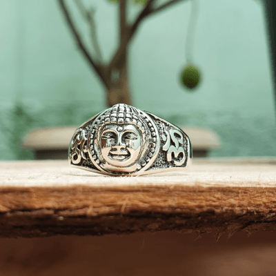Buda – Anel Artesanal em Prata 925 com Detalhes Oxidados