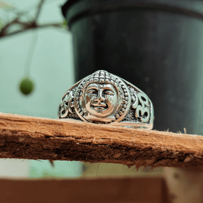 Buda – Anel Artesanal em Prata 925 com Detalhes Oxidados