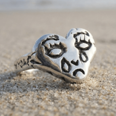 Coração Chorando – Anel Retrô em Prata 925 com Oxidação