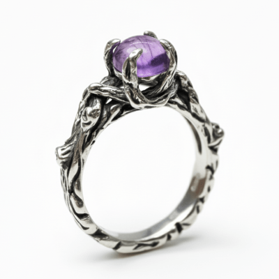 EDIÇÃO LIMITADA – ANEL WOOD MOON EM PRATA 925 COM PEDRA NATURAL AMETISTA