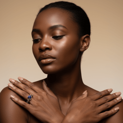 Anel Wood Moon em Prata 925 com Lápis-Lazúli Natural – Edição Limitada