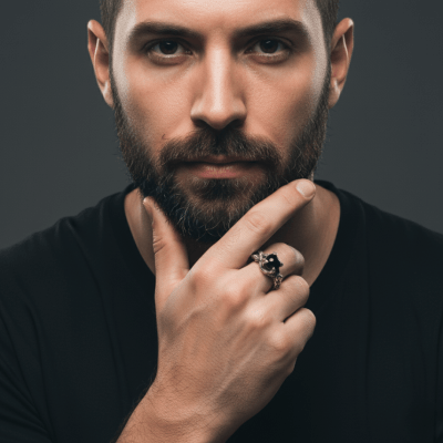 Anel Wood Moon em Prata 925 com Ônix Natural – Edição Limitada