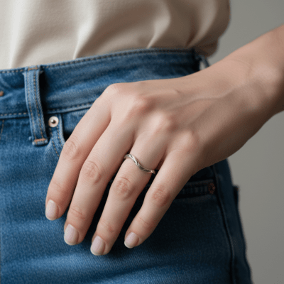 Anel Essência em Prata 925 – Anel Fino Orgânico com Detalhes Oxidados