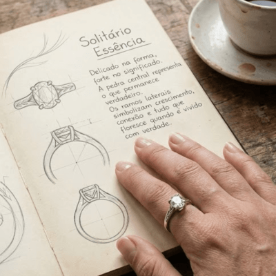 Essência - Anel Solitário Artesanal em Prata 925