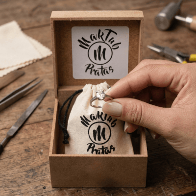 Essência - Anel Solitário Artesanal em Prata 925