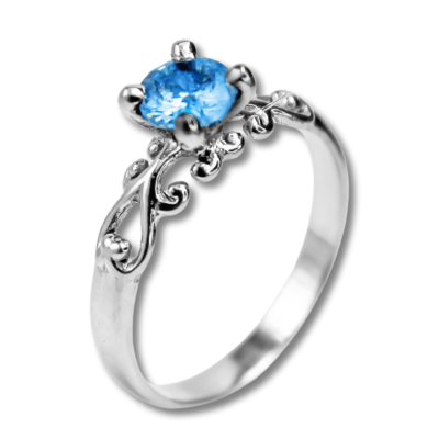 FRIGG - ANEL SOLITÁRIO EM PRATA 925 COM ZIRCÔNIA AZUL CLARO