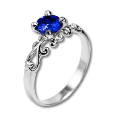 FRIGG - ANEL SOLITÁRIO EM PRATA 925 COM ZIRCÔNIA AZUL MARINHO