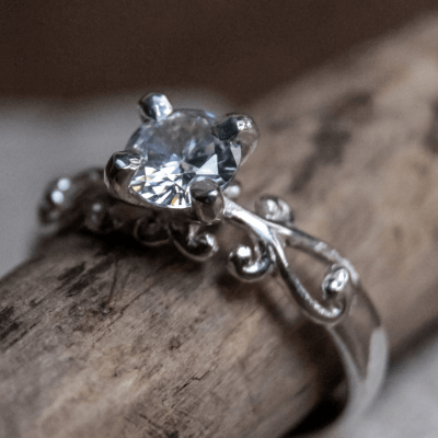 Solitário Frigg em Prata 925 com Zircônia Transparente – Joia Artesanal Maktub Pratas