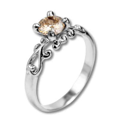 FRIGG - ANEL SOLITÁRIO EM PRATA 925 COM ZIRCÔNIA CHAMPAGNE