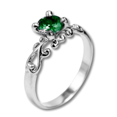 FRIGG - ANEL SOLITÁRIO EM PRATA 925 COM ZIRCÔNIA VERDE