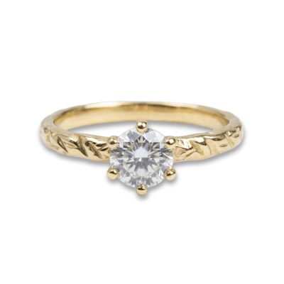 HELGA - ANEL SOLITÁRIO EM OURO AMARELO 14 K COM ZIRCÔNIA BRANCA