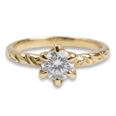 HELGA - ANEL SOLITÁRIO EM OURO AMARELO 14 K COM ZIRCÔNIA BRANCA