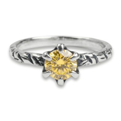 HELGA - ANEL SOLITÁRIO EM PRATA 925 COM ZIRCÔNIA AMARELO