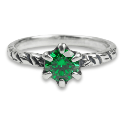 HELGA - ANEL SOLITÁRIO EM PRATA 925 COM ZIRCÔNIA VERDE