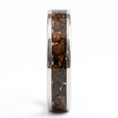 Anel de Prata 925 com Mosaico de Grãos Torrados de Café