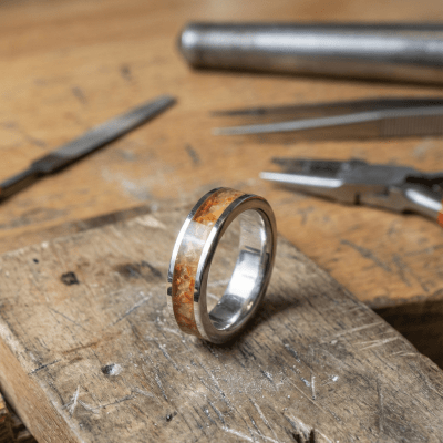 Mosaico – Anel em Prata 925 com Mosaico de Pedra Natural Ágata de Fogo