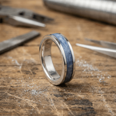 MOSAICO – ANEL DE PRATA 925 COM MOSAICO DE PEDRA NATURAL CIANITA AZUL