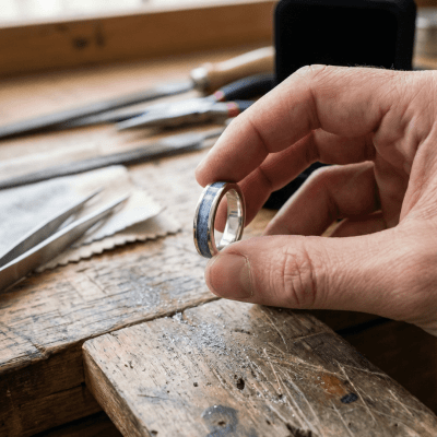 MOSAICO – ANEL DE PRATA 925 COM MOSAICO DE PEDRA NATURAL CIANITA AZUL