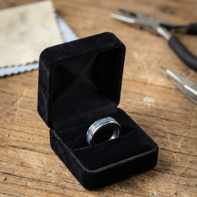 MOSAICO – ANEL DE PRATA 925 COM MOSAICO DE PEDRA NATURAL CIANITA AZUL