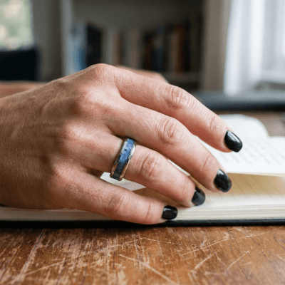 MOSAICO – ANEL DE PRATA 925 COM MOSAICO DE PEDRA NATURAL CIANITA AZUL