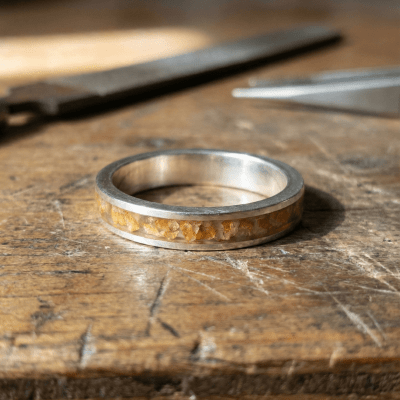 MOSAICO – ANEL DE PRATA 925 COM MOSAICO DE PEDRA NATURAL CITRINO