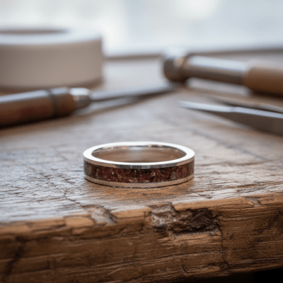 Mosaico – Anel em Prata 925 com Mosaico de Pedra Natural Granada