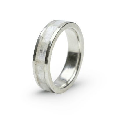 MOSAICO – ANEL DE PRATA 925 COM MOSAICO DE PEDRA NATURAL SELENITA BRANCA