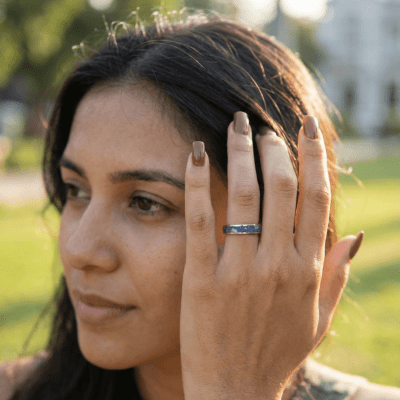 MOSAICO – ANEL DE PRATA 925 COM MOSAICO DE PEDRA NATURAL SODALITA