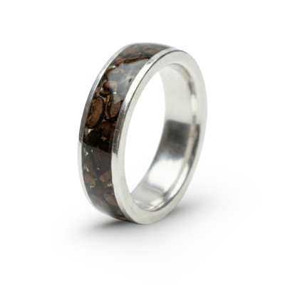 Mosaico – Anel em Prata 925 com Mosaico de Grãos Torrados de Café