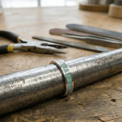 Mosaico – Anel em Prata 925 com Mosaico de Pedra Natural Amazônita