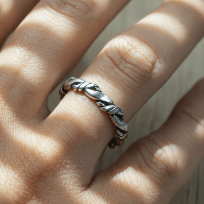 Anel Nordic Rope Fino em Prata 925 – Joia Artesanal Maktub Pratas