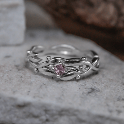 OLIVEIRA - ANEL SOLITÁRIO EM PRATA 925 COM ZIRCÔNIA ROSA