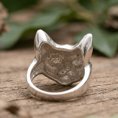 Anel Pet Lover Cabeça de Gato em Prata 925 - Maktub Pratas