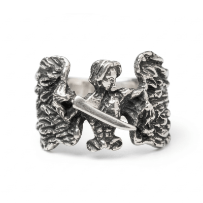 São Miguel Arcanjo - Anel Artesanal em Prata 925