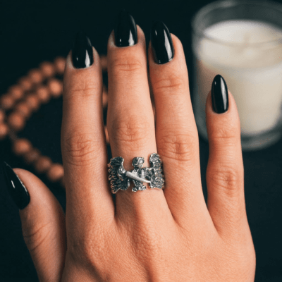 São Miguel Arcanjo - Anel Artesanal em Prata 925