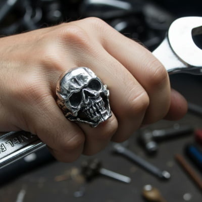 SKULL – ANEL CAVEIRA GRANDE  EM PRATA 925
