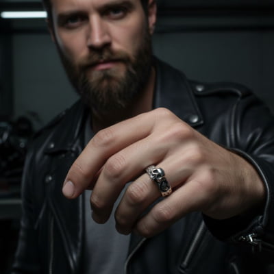 Skull Love – Anel Caveira Coração em Prata 925