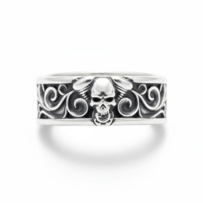 Skull Motor V800 – Anel Caveira Motociclista em Prata 925
