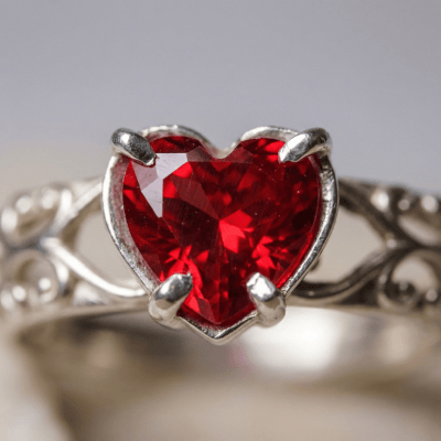 Solitário Sky – Anel em Prata 925 com Zircônia Coração Vermelha