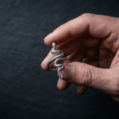 SNAKE – Anel Masculino Cobra em Prata 925