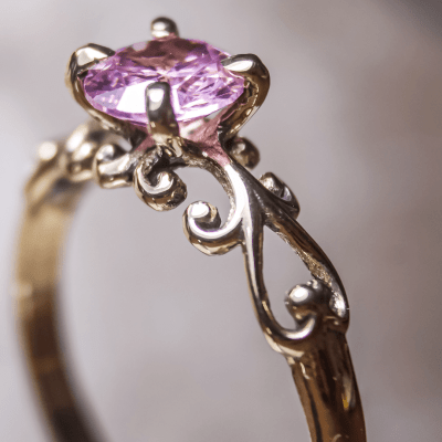 SOLITÁRIO FRIGG ZIRCÔNIA ROSA OURO AMARELO 14 K 