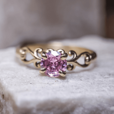 SOLITÁRIO FRIGG ZIRCÔNIA ROSA OURO AMARELO 14 K 