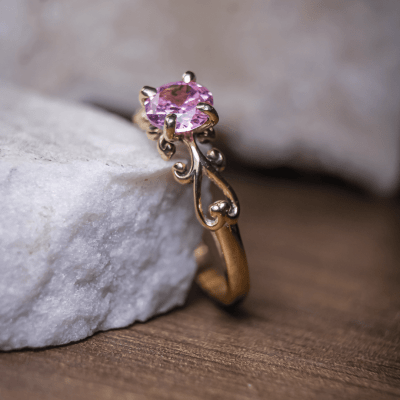 SOLITÁRIO FRIGG ZIRCÔNIA ROSA OURO AMARELO 14 K 