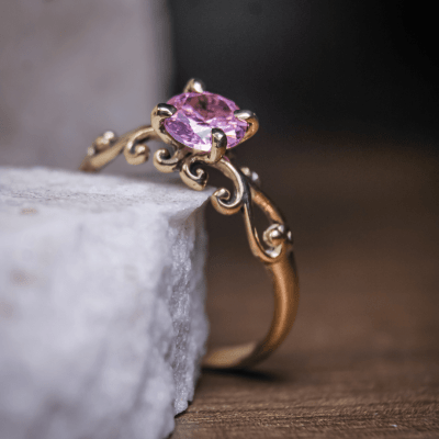 SOLITÁRIO FRIGG ZIRCÔNIA ROSA OURO AMARELO 14 K 