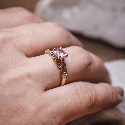 SOLITÁRIO FRIGG ZIRCÔNIA ROSA OURO AMARELO 14 K 