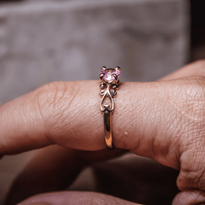 SOLITÁRIO FRIGG ZIRCÔNIA ROSA OURO AMARELO 14 K 