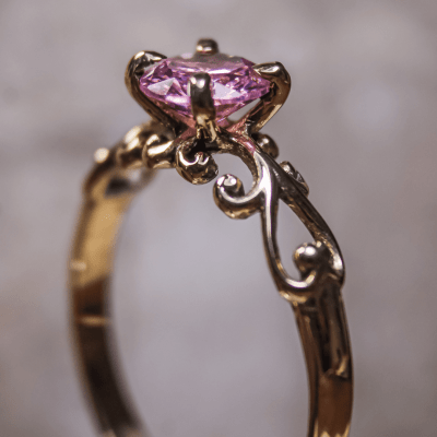 SOLITÁRIO FRIGG ZIRCÔNIA ROSA OURO AMARELO 18 K